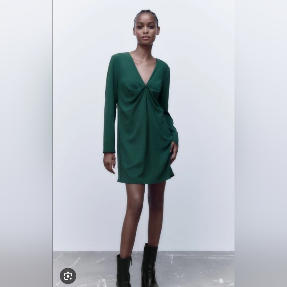 Zara Green Long Sleeve Dress